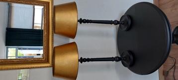2 Barok Tafellampen mat zwart/goud beschikbaar voor biedingen