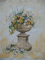 Borduurwerk "Bloemen op console"(Lente), Hobby en Vrije tijd, Borduren en Borduurmachines, Ophalen of Verzenden, Gebruikt, Handborduren