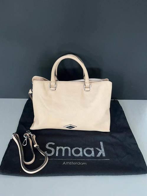 Smaak Amsterdam leren tas crème licht roze, Sieraden, Tassen en Uiterlijk, Tassen | Damestassen, Zo goed als nieuw, Handtas, Roze