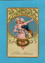 Leuke oude kerstkaart/reliéf N787 - Victoriaanse scene c1910, Verzenden, Voor 1920, Gelopen, Feest(dag)