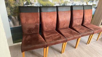 5 eetkamer stoelen donker bruin