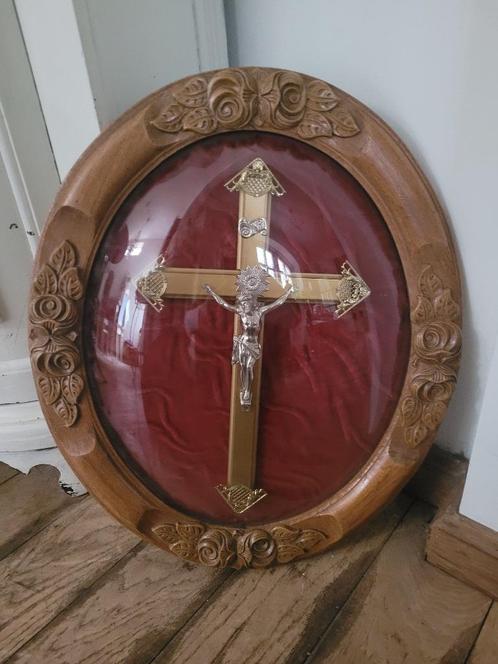 Zeer oude hand gestoken lijst bol glas foto 1 t/m 6, Antiek en Kunst, Curiosa en Brocante, Ophalen of Verzenden