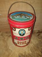 Vintage blikken trommel met afbeelding, Verzamelen, Blikken, Ophalen of Verzenden, Gebruikt, Overige, Overige merken