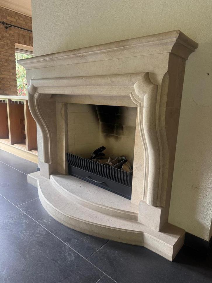 Marmeren Schouw met Gashaard, Huis en Inrichting, Haarden, Gebruikt, Gashaard, Ophalen