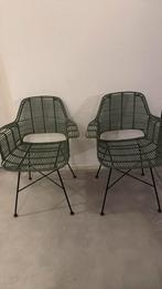 2 HK living RATTAN stoelen, groen en zwart frame., Ophalen, Gebruikt, Overige kleuren, Twee