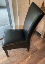 Zwarte leren eetkamerstoelen - set van 4, Huis en Inrichting, Ophalen, Gebruikt, Zwart, Leer