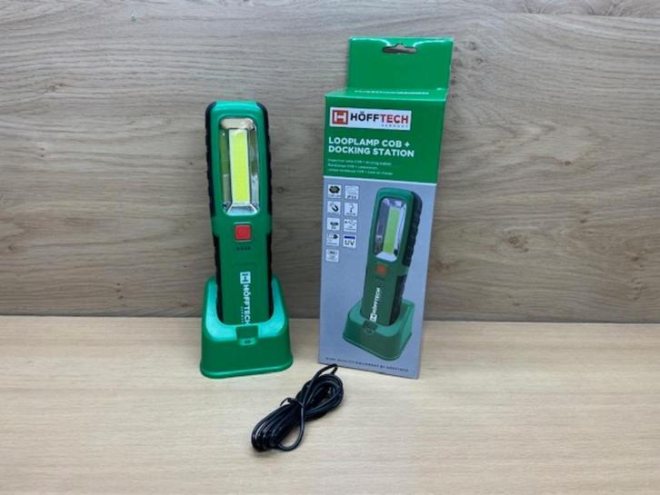Looplamp COB docking station UV oplaadbaar USB., Caravans en Kamperen, Zaklampen, Nieuw, Batterij, Ophalen of Verzenden
