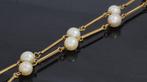 Staafjes 18k gouden dames ketting fraaie parels luxe vintage, Voordeelsieraden, Ophalen of Verzenden, Zo goed als nieuw, Met edelsteen