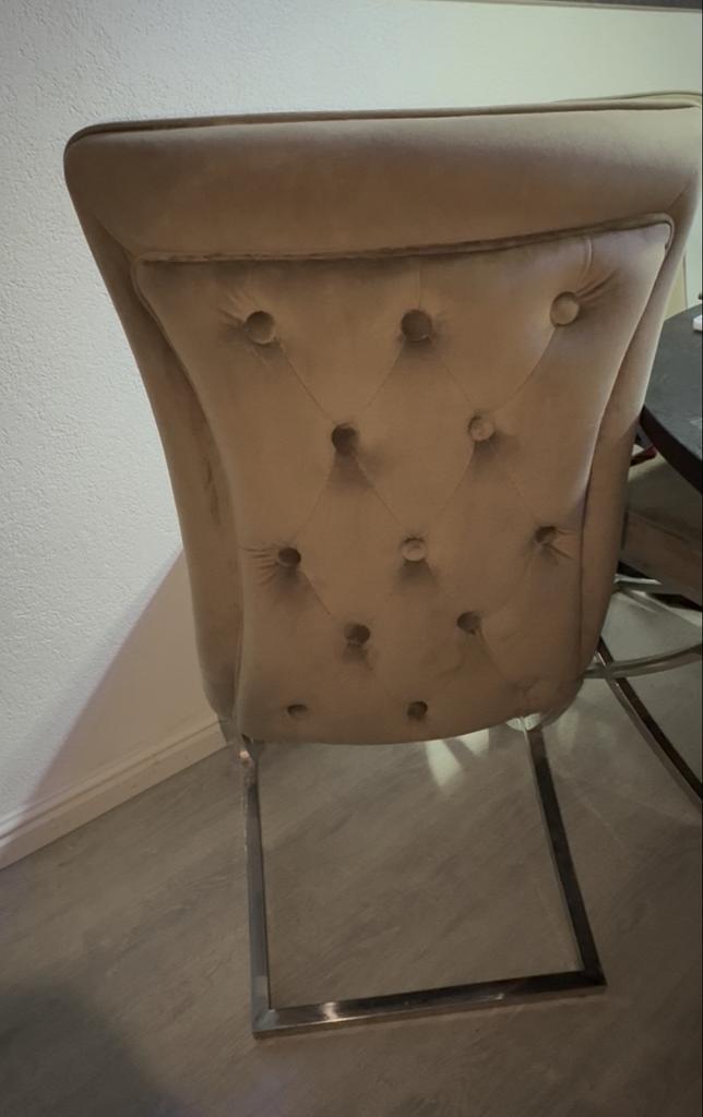 4 Eric kuster- stijl stoelen, Huis en Inrichting, Stoelen, Gebruikt, Vier, Stof, Bruin, Ophalen of Verzenden