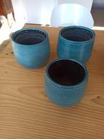 Set bloempotten Petrol/blauw (Mica Decorations), Tuin en Terras, Bloempotten, Rond, Ophalen of Verzenden, Zo goed als nieuw, Aardewerk
