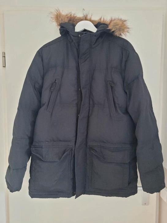 Zwarte winterjas voor heren maat M met donsvoering, Kleding | Heren, Jassen | Winter, Zo goed als nieuw, Zwart, Ophalen of Verzenden