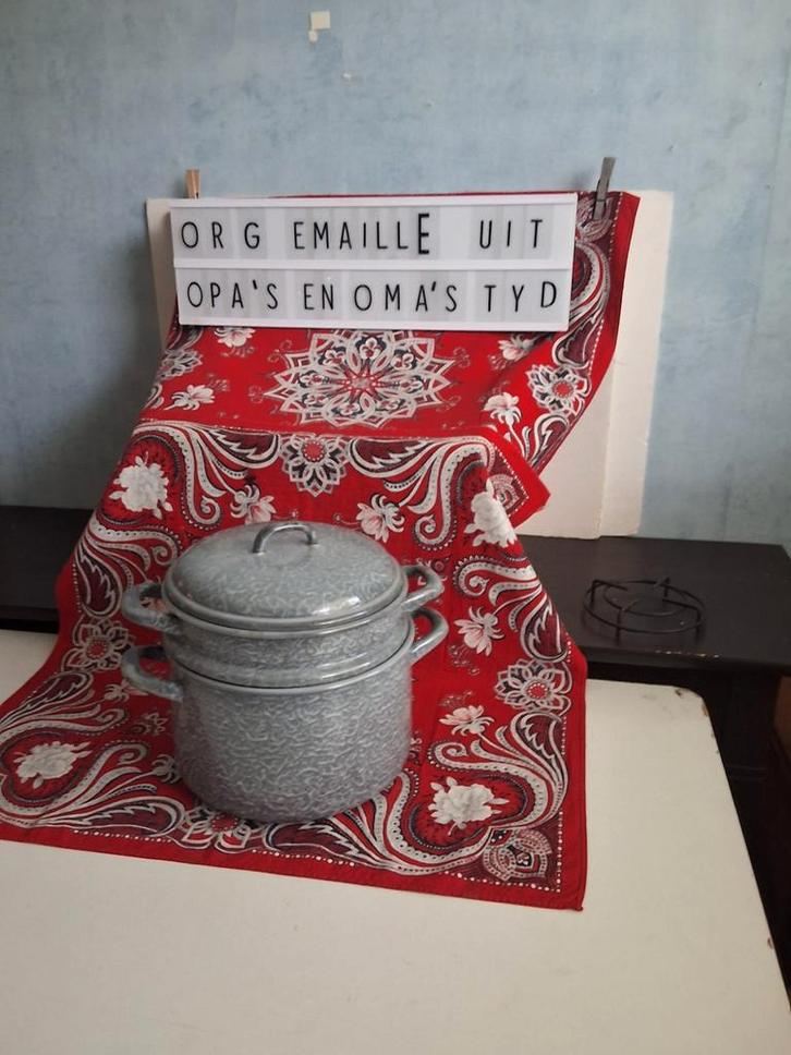 👌 GRIJSGEWOLKT  ORIGINELE EMAILLE RIJSTSTOMER, Antiek en Kunst, Antiek | Emaille, Ophalen of Verzenden