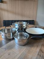 Pannenset Tefal/Masterchef/Greenpan, Huis en Inrichting, Keuken | Potten en Pannen, Ophalen of Verzenden, Zo goed als nieuw, Rvs