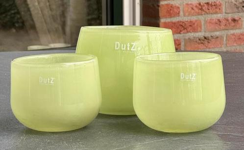 Set 3 st. DutZ windlicht / pot - lichtgroen - nieuw - glas, Huis en Inrichting, Woonaccessoires | Kandelaars en Kaarsen, Nieuw