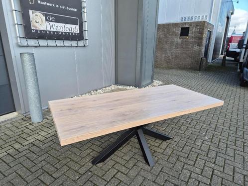 eettafel - massief eiken - 60mm - whitewash lak - 220x100, Huis en Inrichting, Tafels | Eettafels, Nieuw, 50 tot 100 cm, 200 cm of meer
