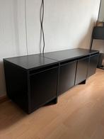 Zwart TV Meubel met Kastjes - Gebruikt, Ophalen, Gebruikt, 100 tot 150 cm, Minder dan 100 cm