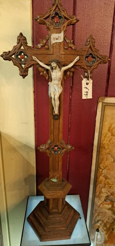 Antiek houten kruis met corpus 61 cm hoog mooi en gaaf item, Antiek en Kunst, Antiek | Religie, Ophalen