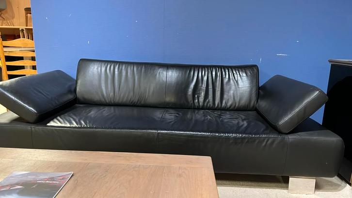 Leren Montel bank, Huis en Inrichting, Banken | Bankstellen, Gebruikt, Rechte bank, 200 tot 250 cm, 75 tot 100 cm, Leer, Ophalen