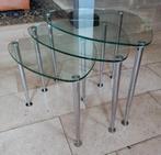 Italiaans design 3-delig glazen bijzettafeltjes Jr '80, Minder dan 55 cm, Rond, Ophalen, 45 tot 60 cm