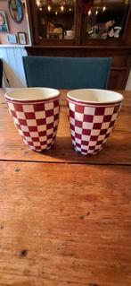 Twee leuke mokken met ruitpatroon, Ophalen of Verzenden, Nieuw, Rond, Porselein of Keramiek
