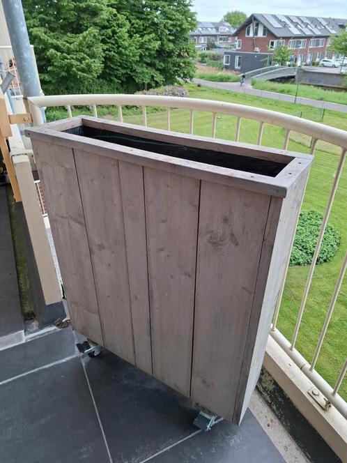 Steigerhout bloembak, Tuin en Terras, Bloembakken en Plantenbakken, Zo goed als nieuw, Hout, 60 cm of meer, Rechthoekig, Ophalen