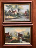 Schilderijen landschap olieverf op doek, gesigneerd., Ophalen of Verzenden