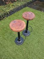 Industriële/Vintage Necchi Barkruk (2x), Huis en Inrichting, Barkrukken, Ophalen, Gebruikt, Met voetsteun, 60 tot 90 cm