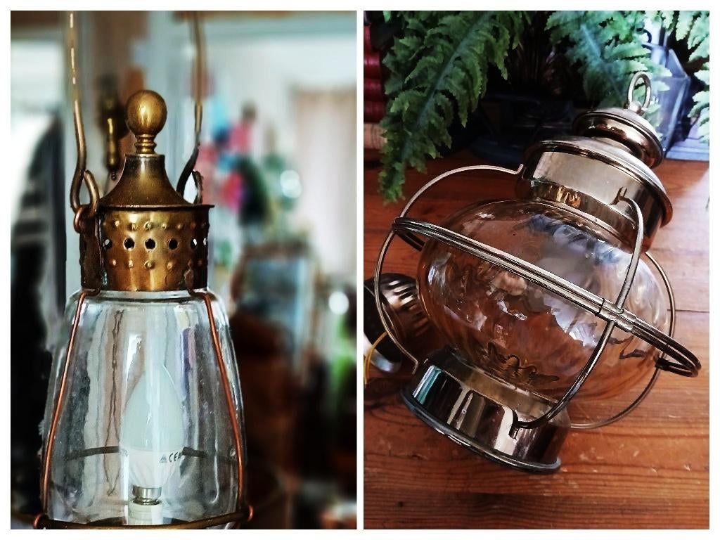 Twee soorten originele scheepslampen electrisch, Antiek en Kunst, Curiosa en Brocante, Ophalen of Verzenden