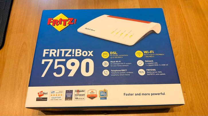 FRITZ!Box 7590 Compleet in Doos - Tijdelijk Gebruikt, Computers en Software, Routers en Modems, Gebruikt, Router met modem, Ophalen