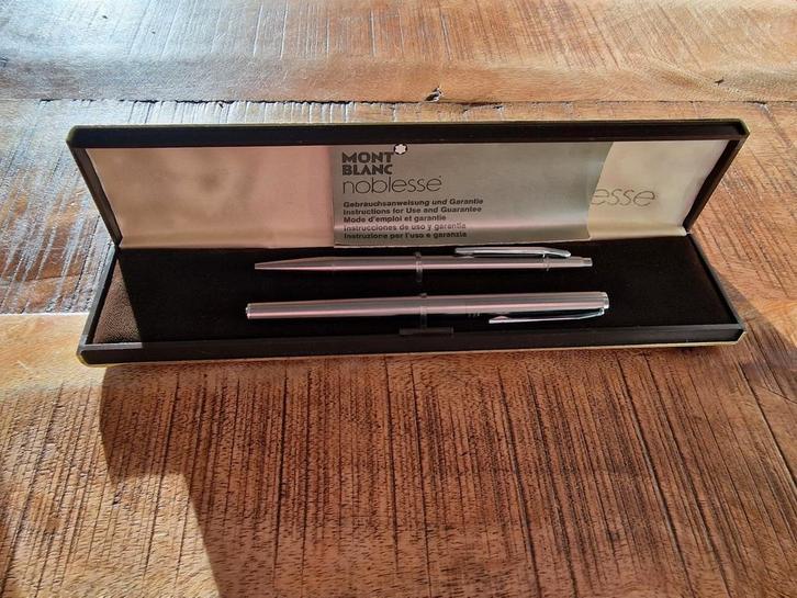 Montblanc Noblesse pennenset vulpen en balpen, Verzamelen, Pennenverzamelingen, Gebruikt, Vulpen, Mont Blanc, Ophalen of Verzenden