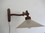 vintage houten wandlamp, zwenklamp, Huis en Inrichting, Lampen | Wandlampen, Ophalen, Gebruikt, Metaal, Vintage