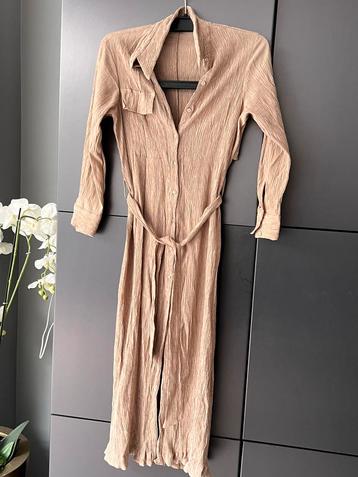 MANGO BEIGE LANGE BLOUSEJURK BLOUSE JURK MET CEINTUUR MAAT M beschikbaar voor biedingen