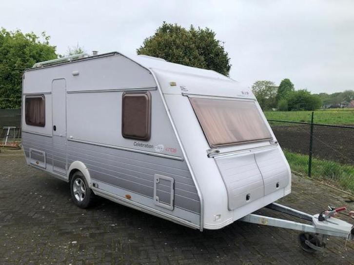 Kip Celebration 470 tdb met voortent bjr 2004, Caravans en Kamperen, Caravans, Bedrijf, tot en met 4, 1000 - 1250 kg, Rondzit