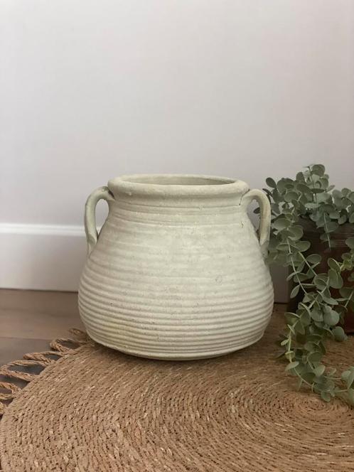 Aardewerk/stenen kruik/pot, Tuin en Terras, Bloempotten, Zo goed als nieuw, Aardewerk, Minder dan 25 cm, Rond, Ophalen of Verzenden