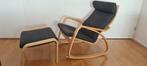 Grijze fauteuil met voetenbank Ikea Poäng, Ophalen, Zo goed als nieuw, Hout, 50 tot 75 cm