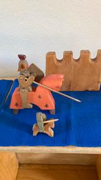 Ostheimer grote en kleine ridder met paard en kasteelmuur, Kinderen en Baby's, Speelgoed | Houten speelgoed, Overige typen, Gebruikt