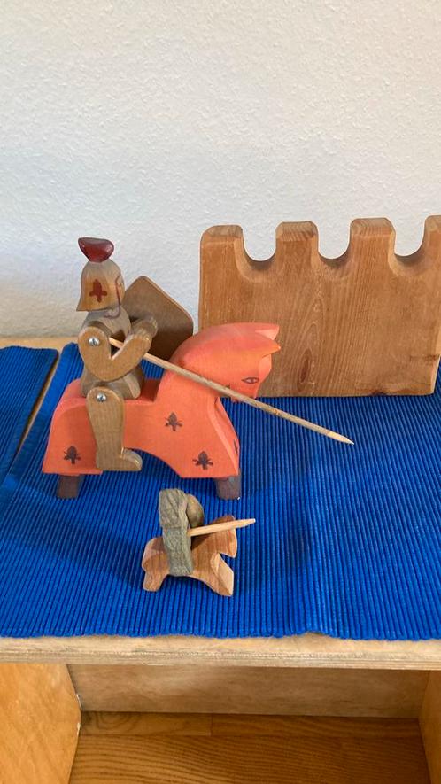 Ostheimer grote en kleine ridder met paard en kasteelmuur, Kinderen en Baby's, Speelgoed | Houten speelgoed, Gebruikt, Overige typen