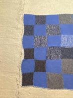 GR12 Granny woondeken gebreid patchwork blauw grijs 150/105, Gebruikt, Ophalen of Verzenden