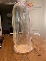 Glazen stolp op houten plateau - 60x20cm, Huis en Inrichting, Ophalen, Zo goed als nieuw