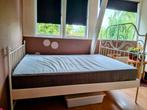 Metalen 2 persoonsbed 140x200, Huis en Inrichting, Slaapkamer | Bedden, Ophalen, Gebruikt, Wit, Tweepersoons