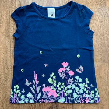 T-shirt donkerblauw met fluorescerende bloemen print - mt 92 beschikbaar voor biedingen