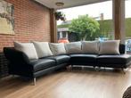 Rolf Benz 222 Groot - Zwart Leer, Ophalen, 100 tot 125 cm, Hoekbank, 300 cm of meer