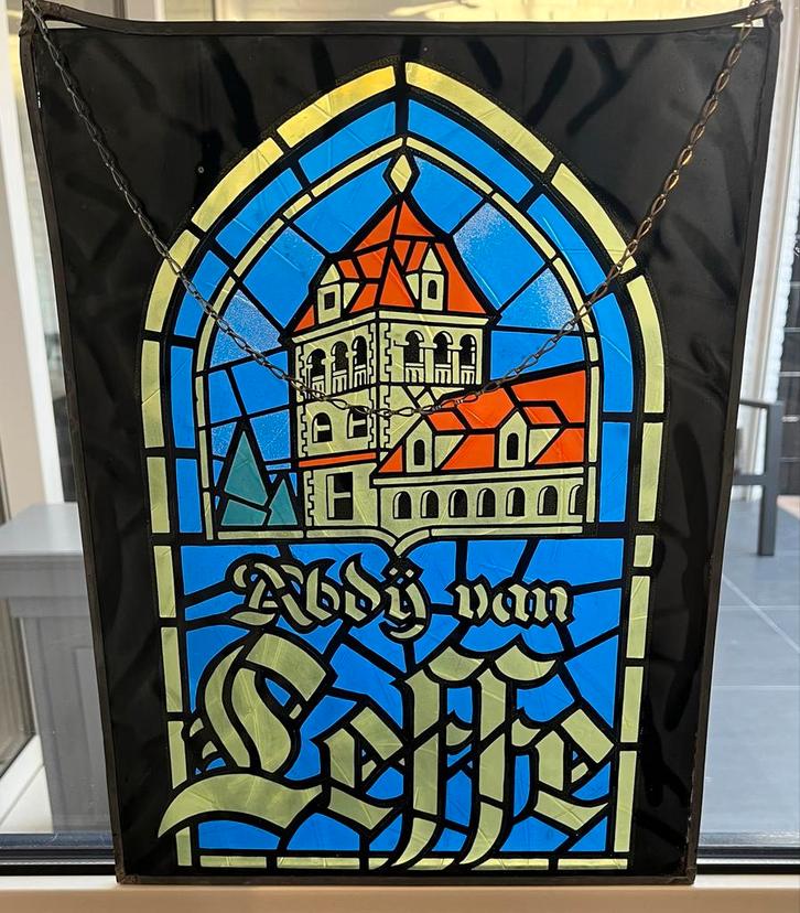 Glas in lood reclame Abdij van Leffe Bier, Verzamelen, Merken en Reclamevoorwerpen, Gebruikt, Ophalen