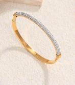 Luxe gouden armband met strass, Staal, Nieuw, Ophalen of Verzenden, Goud