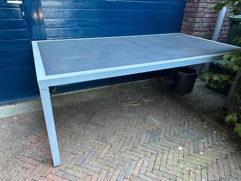 Terras tafel aluminum met grote inleg tegels 210x110, Tuin en Terras, Tuintafels, Zo goed als nieuw, Rechthoekig, Aluminium, Ophalen