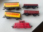 Fleischmann ho O & K Dieselloc + 4 wagens, Gebruikt, Gelijkstroom, Fleischmann, Wagon