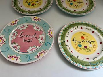 4 leuke ontbijtbordjes Jet ter Steege: C'est la vie serie beschikbaar voor biedingen