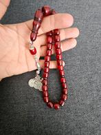 Rode Rozenkrans met zilver Details gepoederd amber barnsteen, Ophalen of Verzenden, Nieuw, Rood, Zilver