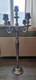 luxe zware zilverkleurige vijfarmige kandelaar., Huis en Inrichting, Ophalen of Verzenden, Zo goed als nieuw, Metaal, Minder dan 25 cm