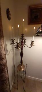 Klassieke Vijfarmige Kandelaar met Kaarsen, Antiek en Kunst, Ophalen of Verzenden, Koper of Brons